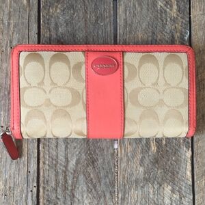 Coach Tan and Red Women's Wallet
